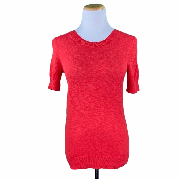 J. Crew Factory Red Short Sleeve Knit Sweater